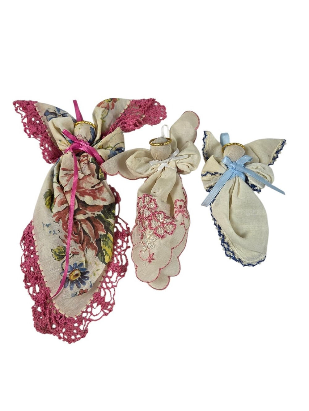 Vintage Handkerchief Angels Lot of 3